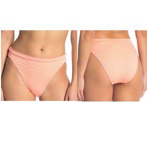 Becca French Cut Bikini Bottom Size L Salmon High Waist Lined by Rebecca Virtue